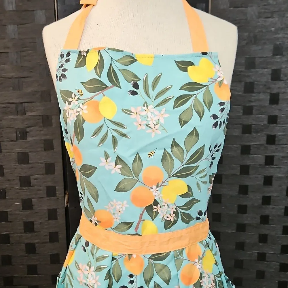 K For The Kitchen Peach & Blue Full Apron